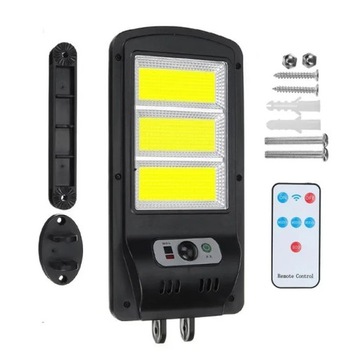 LAMPA SOLARNA LED ULICZNA Z CZUJNIKIEM ZMIERZCHU RUCHU LED COB 300W