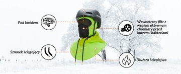 ROCKBROS Kominiarka Rowerowa Czapka Zimowa Ocieplacz Szyi na Kask Zielona