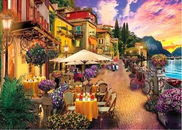 Puzzle 1000 elementów Huadada Lake Como 50x70cm bajecznie kolorowe