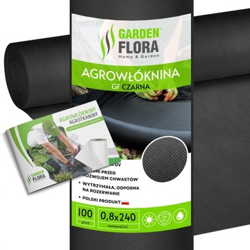 Agrowłóknina GF Agro czarna mata 0,8x240m agrotkanina na chwasty mocna 100g