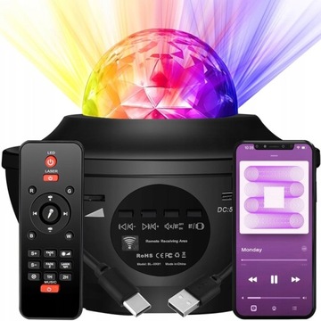 PROJEKTOR GWIAZD STAR LAMPKA NOCNA LED USB + PILOT