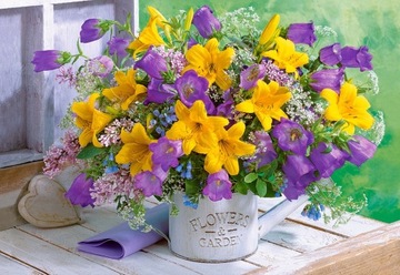 Puzzle 1000 Bouquet of Lilies and Bellflowers