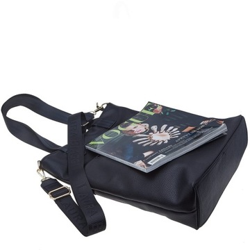 Laura Biaggi czarna torebka shopper bag A4 z kieszeniami eko skóra