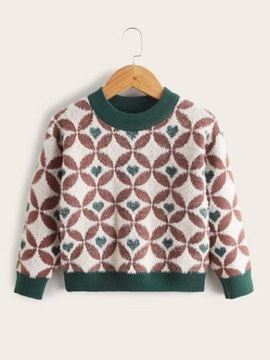 SHEIN SWETER ZIMOWY DŁUGI RĘKAW DZIECIĘCY 130 V3C