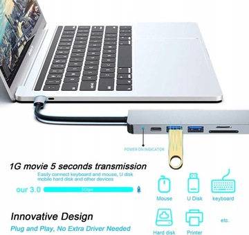 USB-концентратор C, многопортовый адаптер USB C