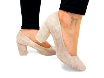 BEŻOWE BUTY NA OBCASIE BEŻ SZPILKI NA SŁUPKU 41