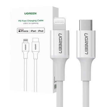 UGREEN MOCNY KABEL PRZEWÓD LIGHTNING DO USB TYP C PD 20W 3A IPHONE MFI 1.5M