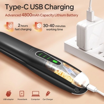 Беспроводная выпрямитель для завивки волос SUNMAY Voga, 4800мА, черный L387