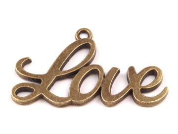Zawieszka metalowa LOVE ( 1 szt ) Złote
