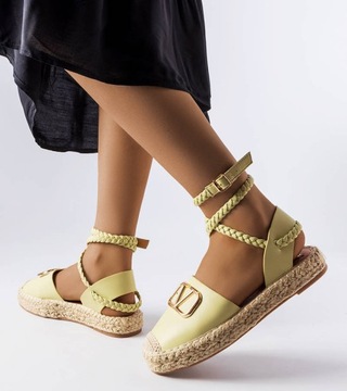 Zielone wiązane espadryle Parent 40