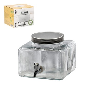 Банка с краном, стеклянная банка, емкость для воды, лимонада, сока, компота, 3,6л.