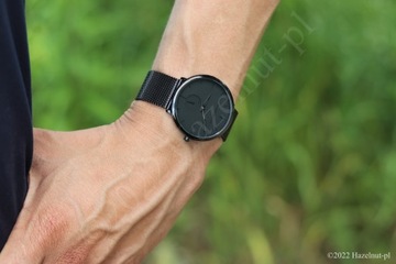 Zegarek męski czarny bransoleta mesh na prezent