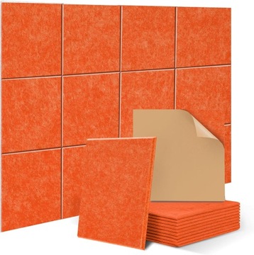 PANELE AKUSTYCZNE POMARAŃCZOWE 30X30X1 SAMOPRZYLEPNE WYGŁUSZENIE IZOLACJA P