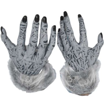 RĘKAWICZKI szare WILKOŁAK strój POTWÓR HALLOWEEN