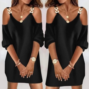 Платье с декоративными бретелями и буквой О