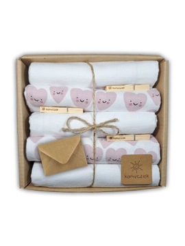 Baby Shower na prezent z kopertą Pieluchy Flanelowe Kamyczek białe kolor