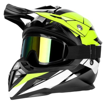 KASK MOTOCYKLOWY CROSS HORN Q ENDURO QUAD GOGLE M