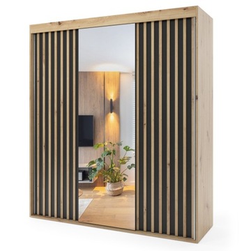 Szafa przesuwna trzydrzwiowa z lamelami - LIZBONA 210 x 215 cm, 18 mm