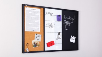 Магнитная доска 3 в 1, пробка, мел, сухое стирание COMBI 90х60 см