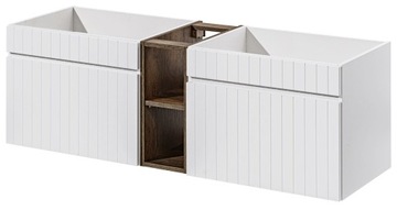 BIAŁA Szafka pod Umywalkę 140 cm Wisząca FREZOWANY FRONT Szuflady REGAŁ