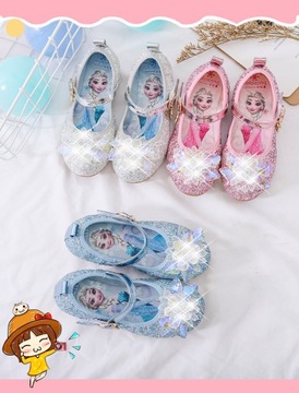 2023 Letnie Dziecięce Skórzane Buty Frozen Elsa