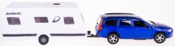 VOLVO V70 МЕТАЛЛИЧЕСКАЯ МОДЕЛЬ С CAMPER DETHLEFFS СИНИЙ