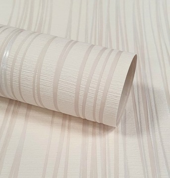 Tapeta BEŻOWA Prążki Linie Pasy WINYLOWA NA Papierze Zmywalna do Salonu
