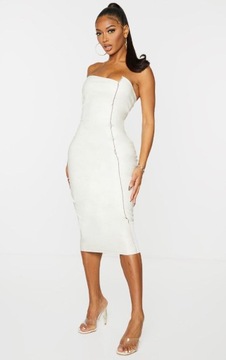 PRETTYLITTLETHING 6CR DAMSKA OŁÓWKOWA SUKIENKA 40