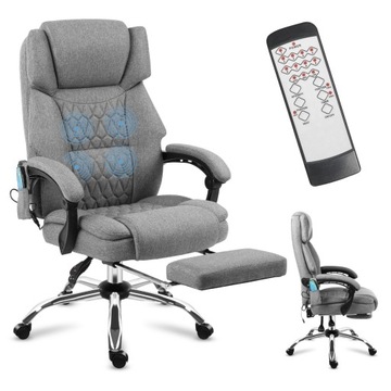 Fotel Biurowy z MASAŻEM Podnóżkiem PODGRZEWANY Mark Adler Boss 6.0 Grey