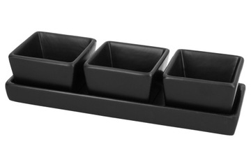 Фарфоровые черные сервировочные тарелки для закусок, дипов и соусов, 4 шт.