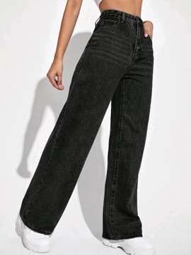 Casualowe jeansy ze stretchem i szerokimi nogawkami, Damskie dżinsy i odzież dżinsowa, M