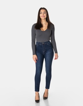 Spodnie Damskie Jeansy Rurki Dżinsy Push-Up z Wysokim Stanem Lycra 2120 W40