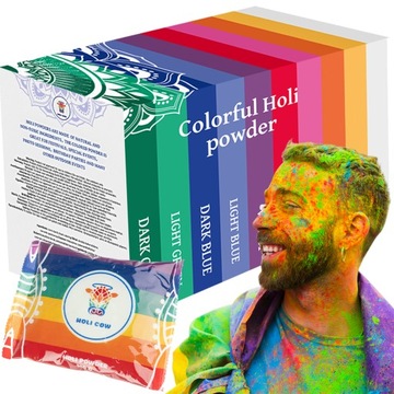 Kolorowy Proszek Holi Powder Festiwal Zestaw 10szt Kolorów 10x100g