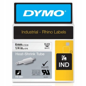 Trubka Dymo 18051 6 mm ø1.2 mm-2.3 mm bílá Originální