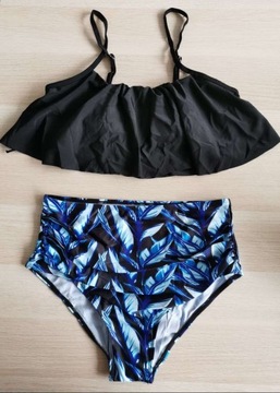 Купальник с рюшами, завышенная талия L (S048)