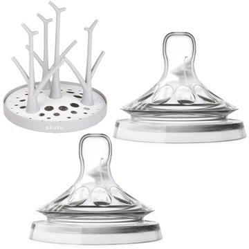 AVENT NATURAL SMOCZEK DO BUTELKI ANTYKOLKOWY 3M+ + SUSZARKA NA BUTELKI