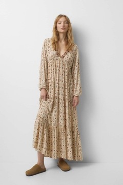 Pull and Bear - sukienka boho maxi print - L