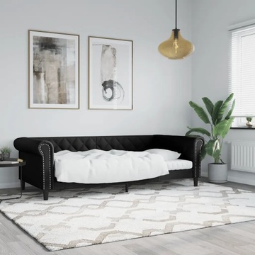 vidaXL Sofa z funkcją spania, czarna, 90x200 cm, obita sztuczną skórą