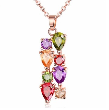 Elegancki złoty naszyjnik Swarovski Multicolor 14k