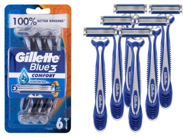 MASZYNKI JEDNORAZOWE GILLETTE BLUE 3 COMFORT COMFORTGEL 3 OSTRZA 6 SZTUK