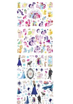 Zestaw 4x Tatuaż naklejki My Little Pony Frozen