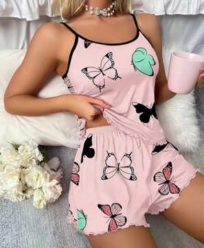 KOMPLET BIELIZNY KOSZULKA NOCNA MAJTKI ZESTAW SEXY BIELIZNA DAMSKA PIŻAMA