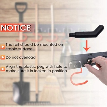 2xHeavy Duty Hak do przechowywania łopaty Wieszak