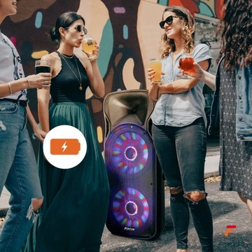 Большая мобильная светодиодная колонна, 2 микрофона для вечеринок по 15 дюймов, 1600 Вт, аккумулятор Fenton