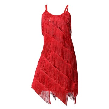 Kobiety Frędzle Fringe Dress Dancewear Sukienki dl