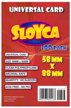 РУКАВЫ ДЛЯ КАРТ SLOYCA УНИВЕРСАЛЬНЫЕ 58х88мм ЗАЩИТНЫЕ 100 шт.