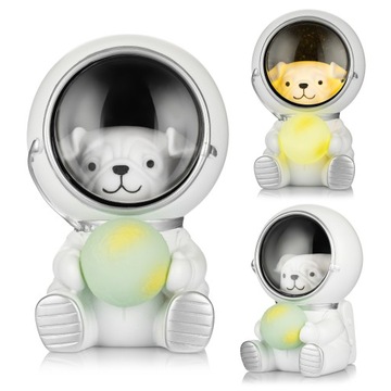 LAMPKA NOCNA LED PIES ASTRONAUTA - DLA DZIECI NA PREZENT - CIEPŁE ŚWIATŁO