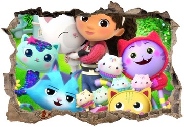 Кошачий домик Габи, 130х90, 3D стикер, постер