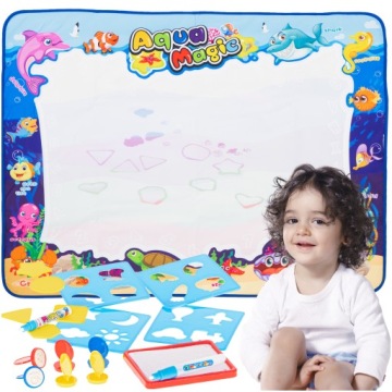 ВОДНЫЙ КОВРИН ДЛЯ РИСОВАНИЯ С ВОДНЫМИ ШТАМПАМИ НАБОР ШАБЛОНОВ 100Х80СМ