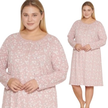 KOSZULA NOCNA PLUS SIZE DŁUGI RĘKAW BAWEŁNA